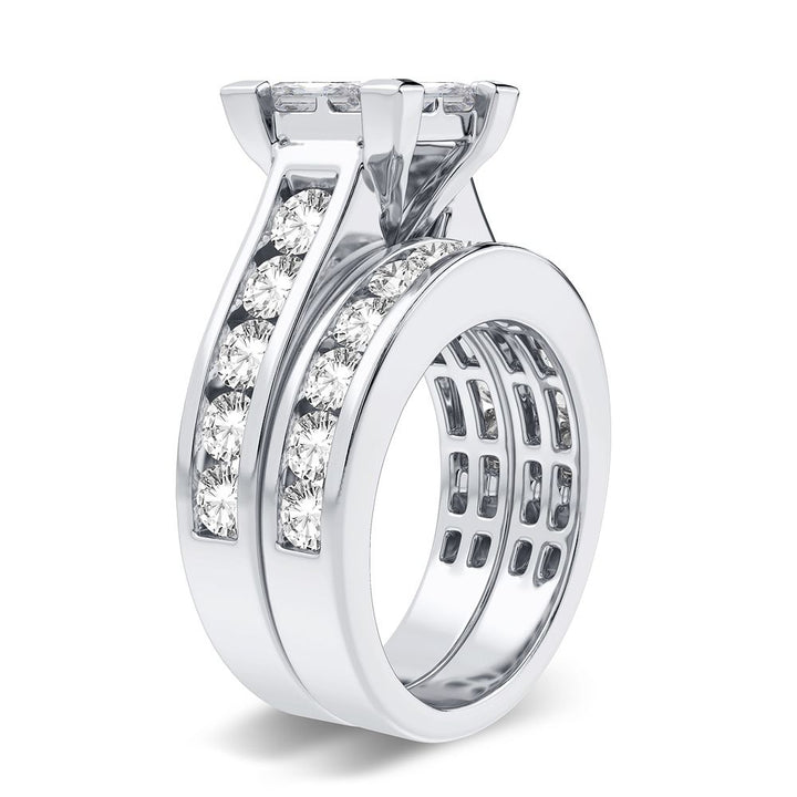 14k White Gold 3.02CT Lab Diamond Bridal Ring