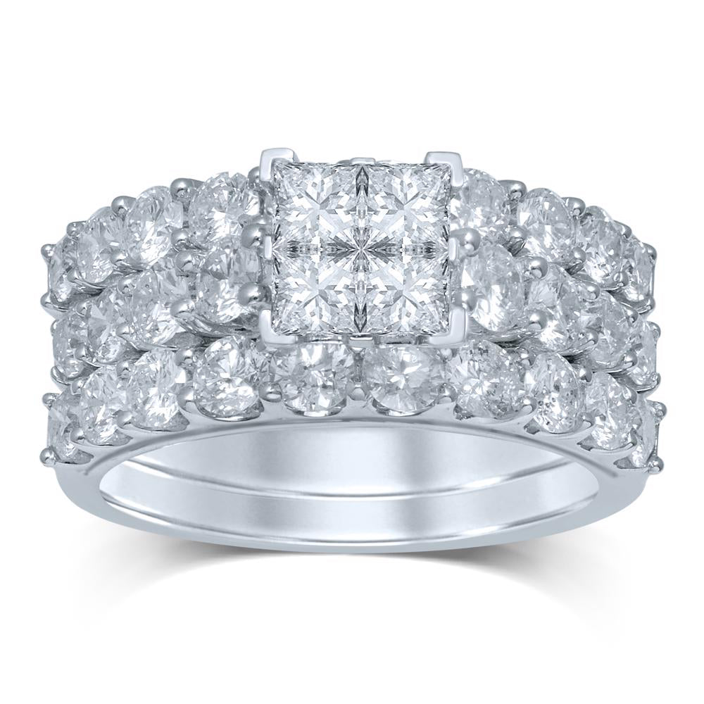 Sparkling 3CT Lab Diamond Engagement Ring in White Gold