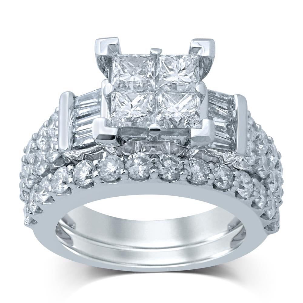 14k White Gold Lab Diamond Bridal Ring (3.88 CT Brilliance)