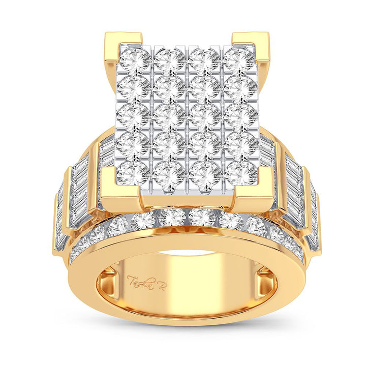 Bold 10K Yellow Gold Mens 3.90CT Lab Diamond Ring