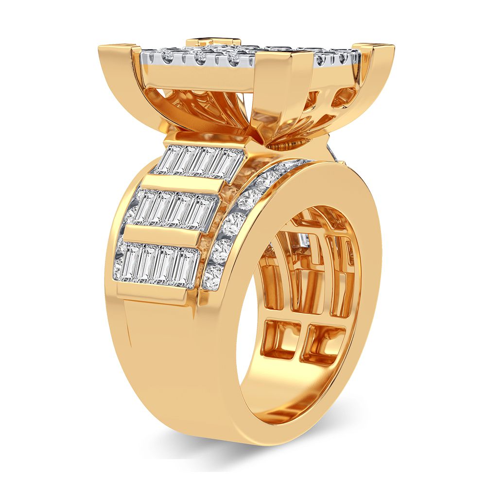 Bold 10K Yellow Gold Mens 3.90CT Lab Diamond Ring