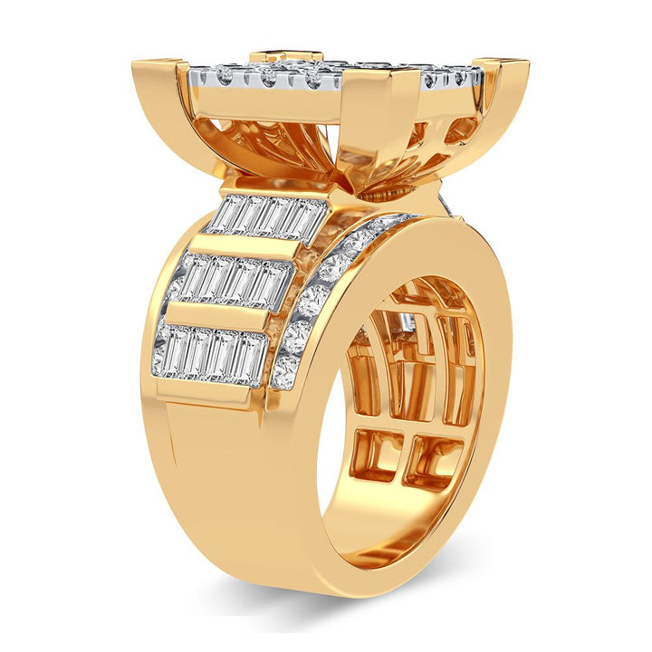 Bold 10K Yellow Gold Mens 3.90CT Lab Diamond Ring