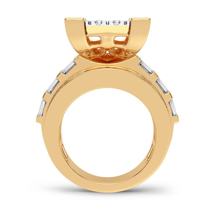 Bold 10K Yellow Gold Mens 3.90CT Lab Diamond Ring