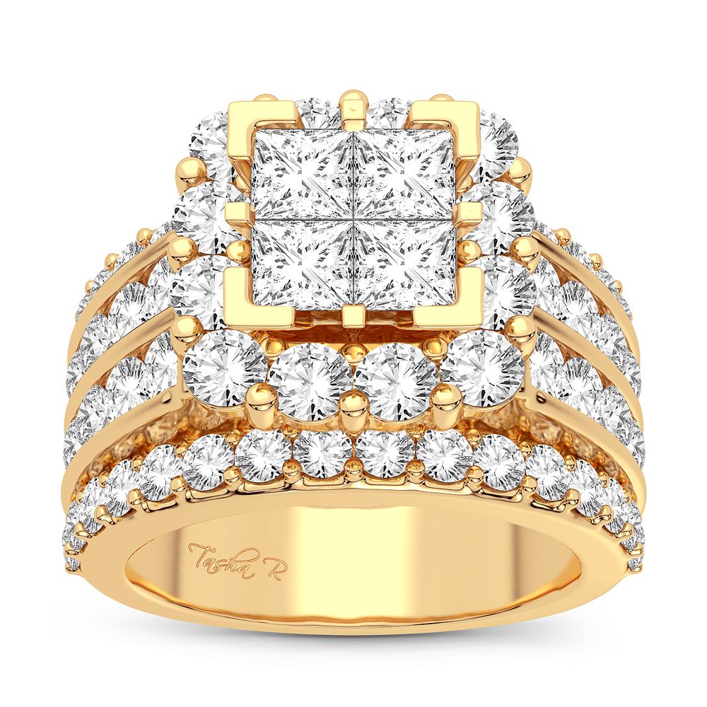 Brilliant 14K Yellow Gold 4CT Lab Diamond Bridal Ring