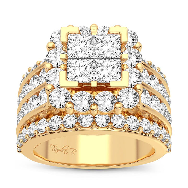 Brilliant 14K Yellow Gold 4CT Lab Diamond Bridal Ring