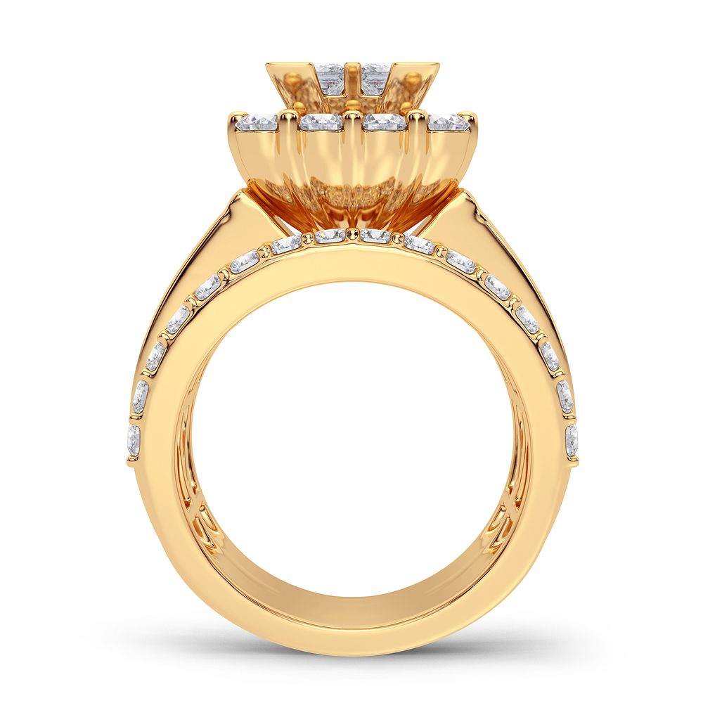 Brilliant 14K Yellow Gold 4CT Lab Diamond Bridal Ring