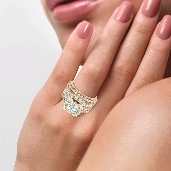 Brilliant 14K Yellow Gold 4CT Lab Diamond Bridal Ring