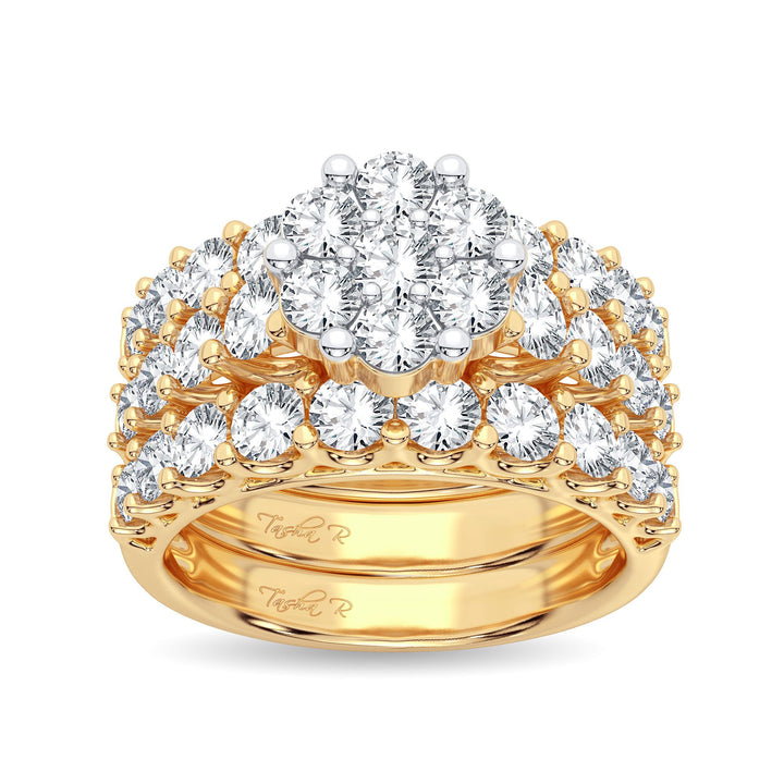 Brilliant 14K Yellow Gold Lab Diamond Bridal Ring (3CT)