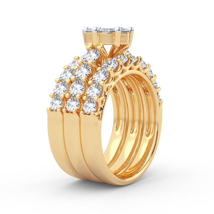 Brilliant 14K Yellow Gold Lab Diamond Bridal Ring (3CT)