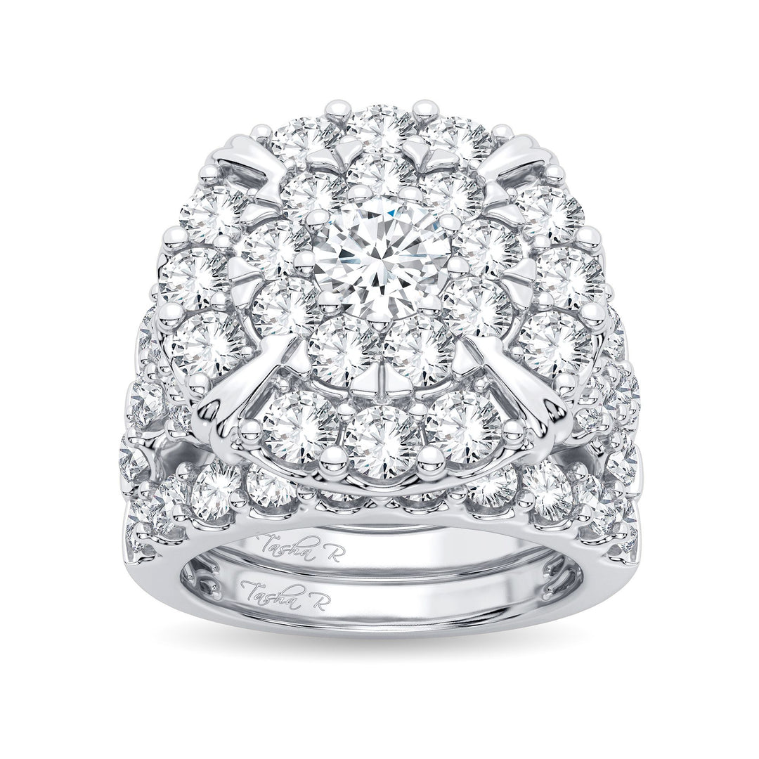 Brilliant 14k White Gold 5CT Lab Diamond Bridal Ring