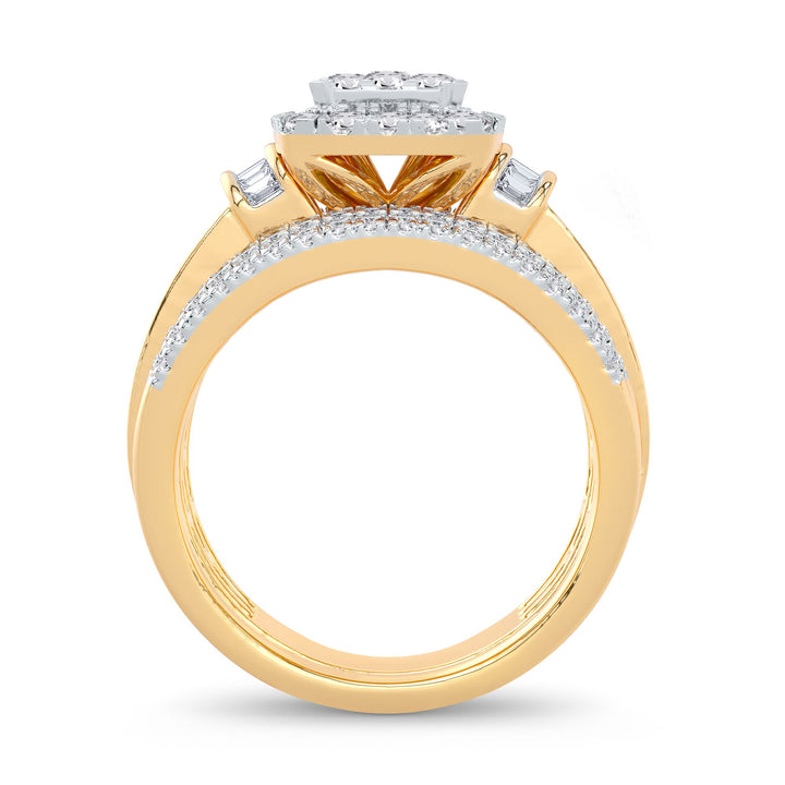 14k Yellow Gold Lab Diamond Bridal Ring - 1ct Elegance