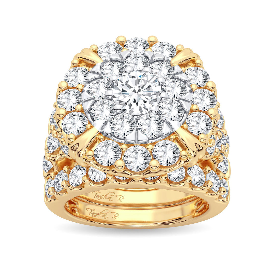Brilliant 14K Yellow Gold 5CT Lab Diamond Bridal Ring