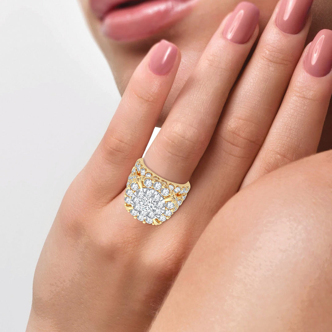 Brilliant 14K Yellow Gold 5CT Lab Diamond Bridal Ring