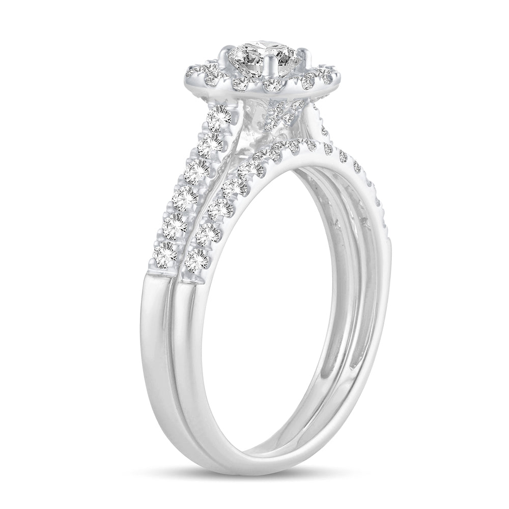 Brilliant 10k White Gold 1CT Lab Grown Diamond Bridal Set