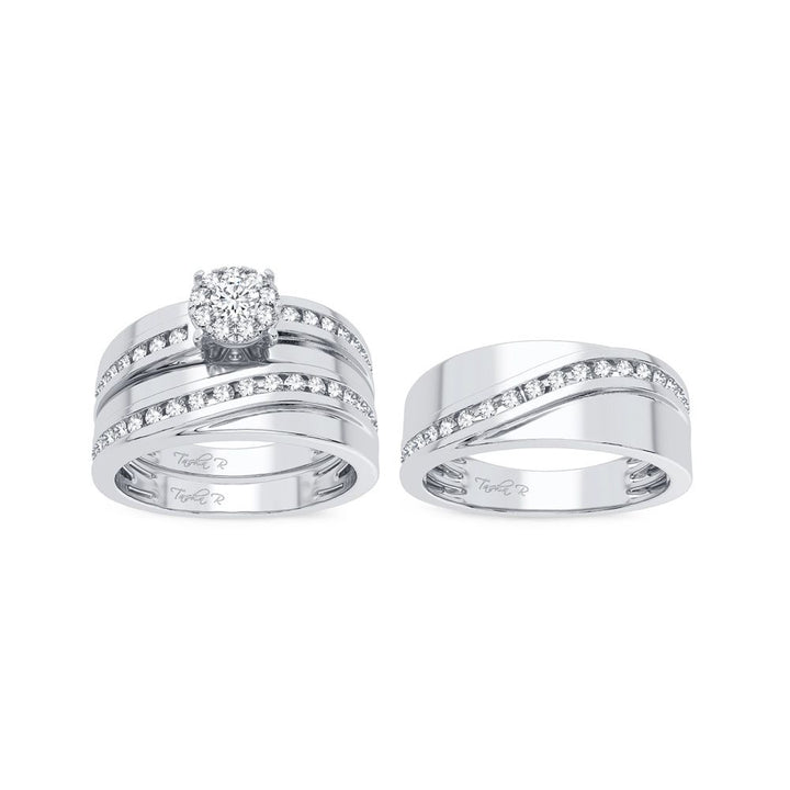 14k White Gold Lab Diamond Trio Set - Timeless Elegance