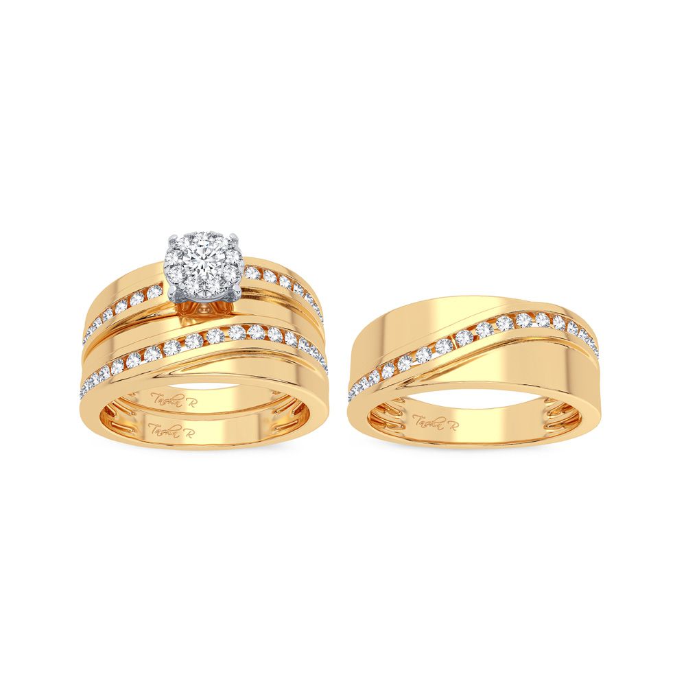 14k Yellow Gold Lab Diamond Trio Set - Chic Ensemble