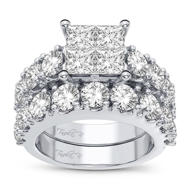 14k White Gold Lab Diamond Bridal Ring (4.03 CT Brilliance)