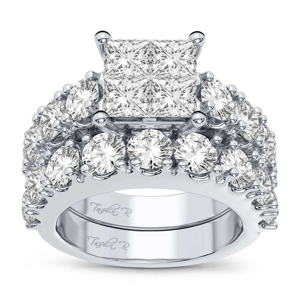 14k White Gold Lab Diamond Bridal Ring (4.03 CT Brilliance)