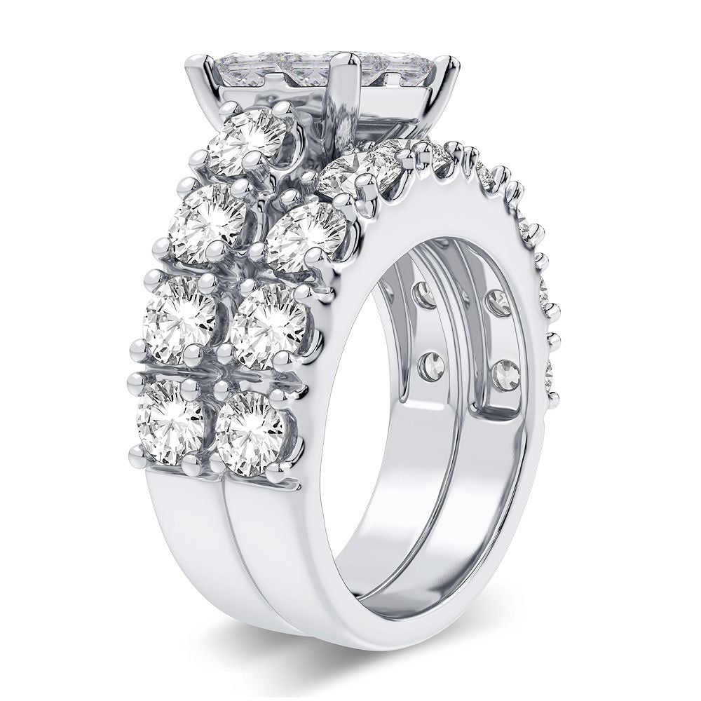 14k White Gold Lab Diamond Bridal Ring (4.03 CT Brilliance)