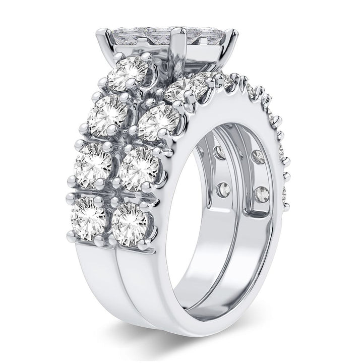14k White Gold Lab Diamond Bridal Ring (4.03 CT Brilliance)