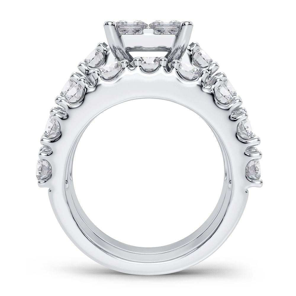 14k White Gold Lab Diamond Bridal Ring (4.03 CT Brilliance)