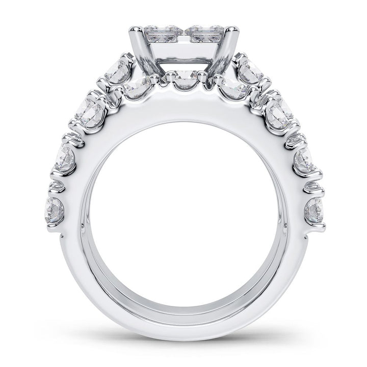 14k White Gold Lab Diamond Bridal Ring (4.03 CT Brilliance)