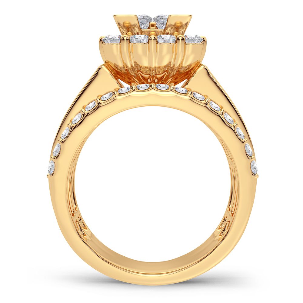 14K Yellow Gold 3CT Lab Diamond Bridal Ring Brilliance