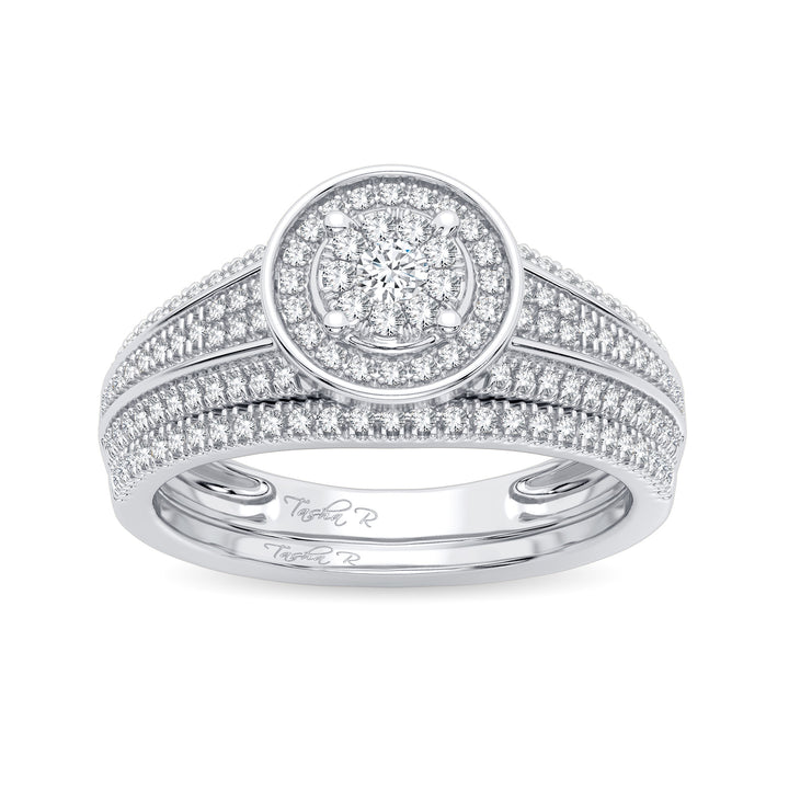 Elegant 14K White Gold 0.38CT Lab Diamond Bridal Ring