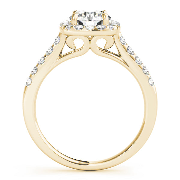 14K Yellow Gold 1 1/2 ct tw Halo Diamond Engagement Ring