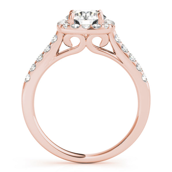 14K Rose Gold 1 1/2 ct tw Halo Diamond Engagement Ring