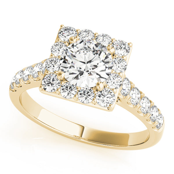 14K Yellow Gold 1 3/4 ct tw Halo Diamond Engagement Ring