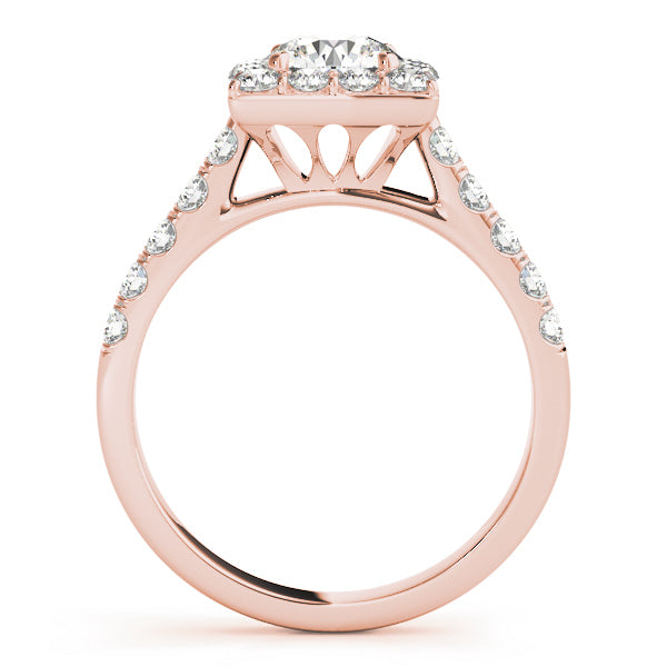 18K Rose Gold 1 3/4 ct tw Halo Diamond Engagement Ring