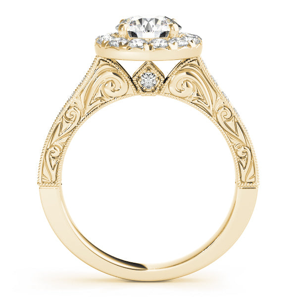 14K Yellow Gold 1 5/8 ct tw Halo Diamond Engagement Ring
