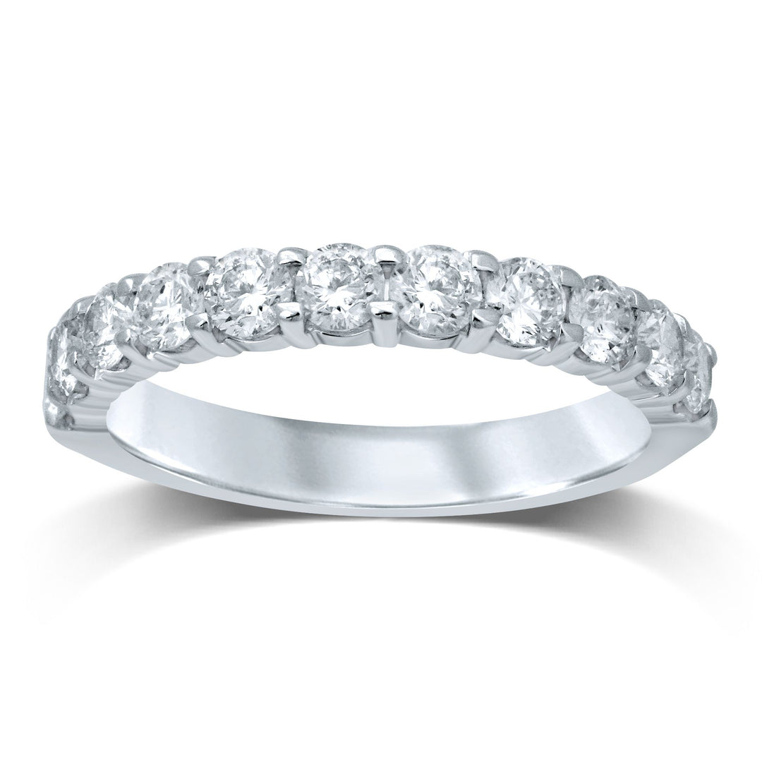 14K White Gold Lab Diamond Womens Wedding Band (11 Stones)