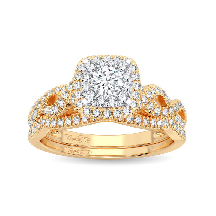 14K Yellow Gold 0.43CT Lab Diamond Bridal Ring Elegance
