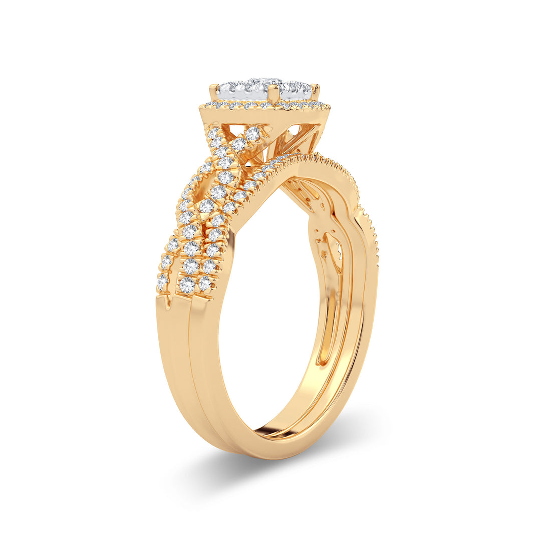 14K Yellow Gold 0.43CT Lab Diamond Bridal Ring Elegance