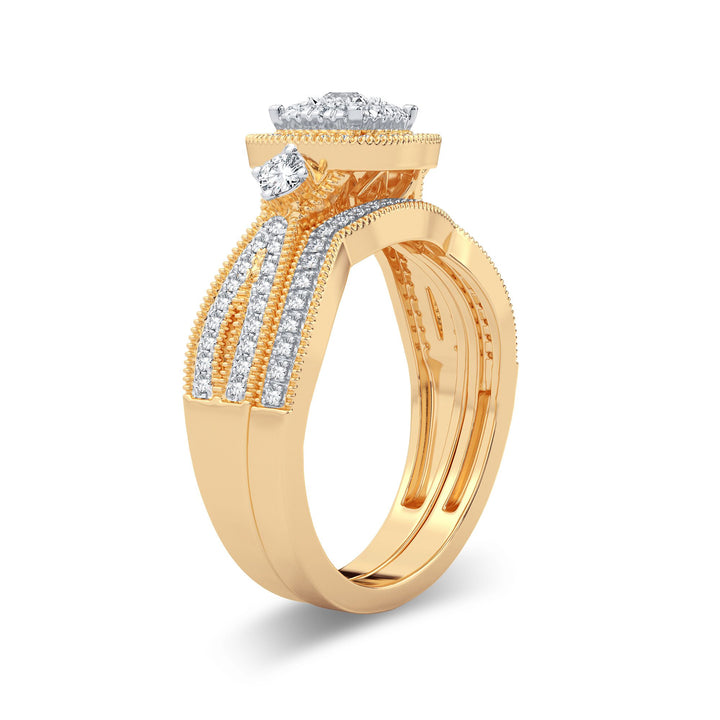 14K Yellow Gold Lab Diamond Bridal Ring - 0.50CT Elegance