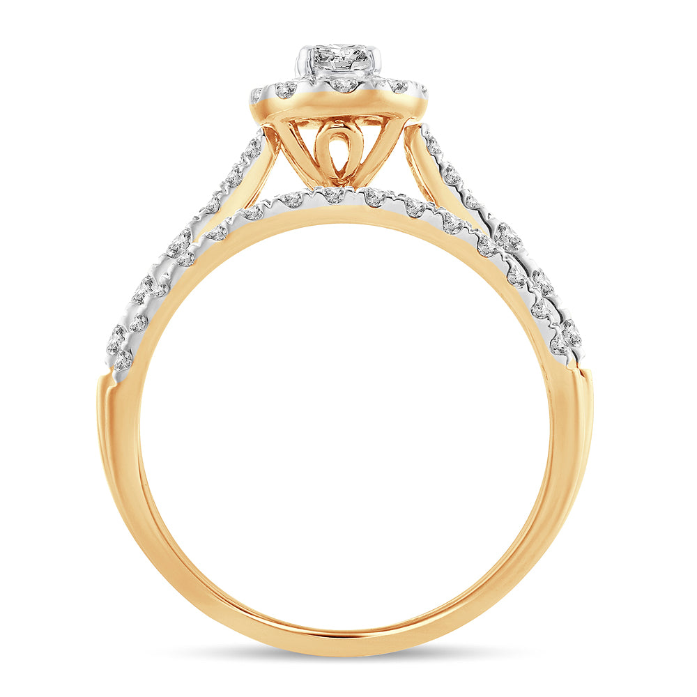 14K Yellow Gold 1CT Lab Diamond Fancy Engagement Ring