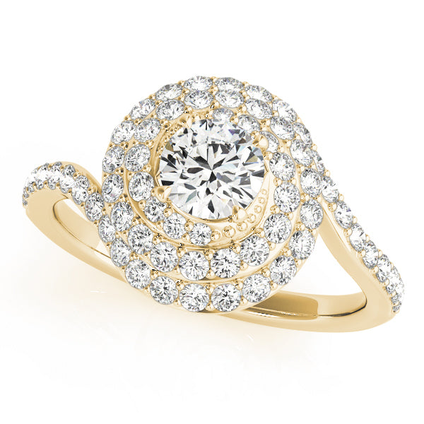 18K Yellow Gold 1 3/4 ct tw Halo Diamond Engagement Ring
