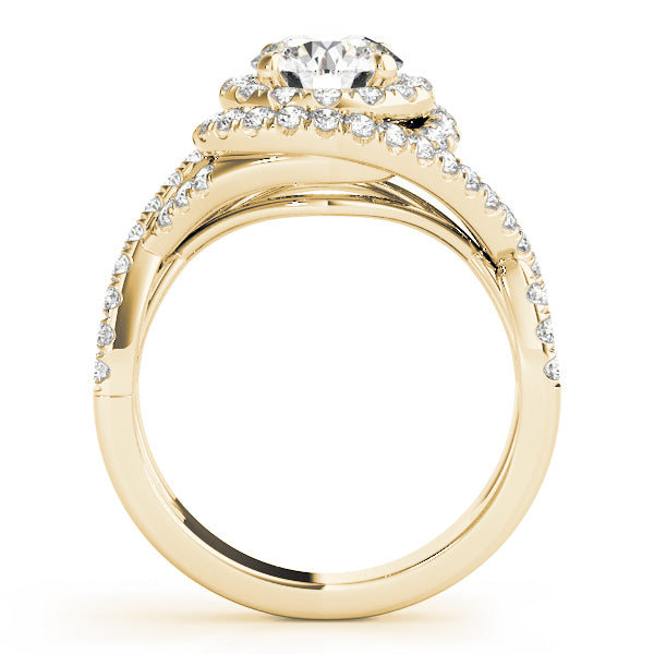 14K Yellow Gold 1 5/8 ct tw Halo Diamond Engagement Ring