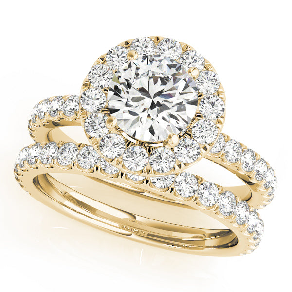 14K Yellow Gold 1 1/2 ct tw Halo Diamond Engagement Ring