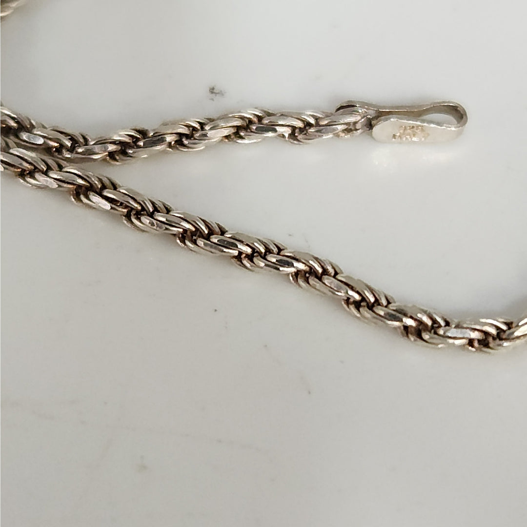 Patina 925 Sterling silver 7" Rope bracelet Classic antique finish silver chain