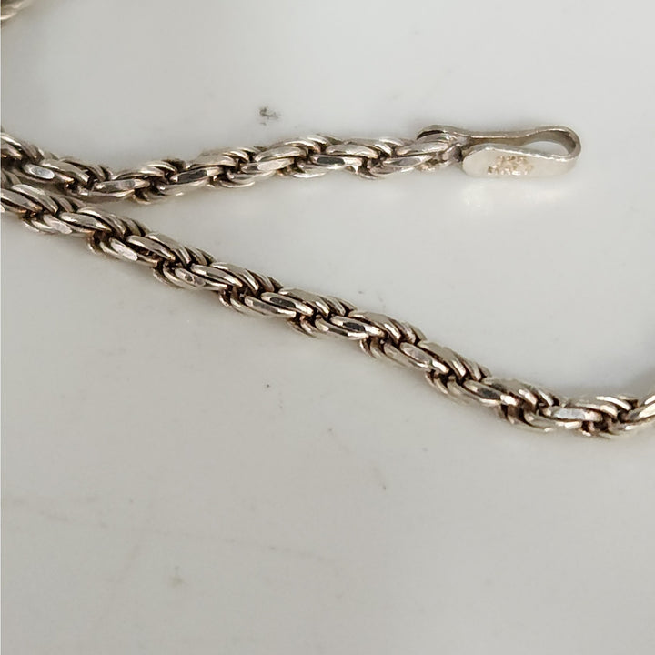 Patina 925 Sterling silver 7" Rope bracelet Classic antique finish silver chain