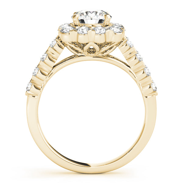 18K Yellow Gold 2 1/4 ct tw Halo Diamond Engagement Ring