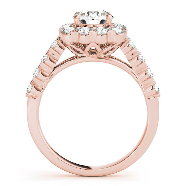 14K Rose Gold 2 1/4 ct tw Halo Diamond Engagement Ring