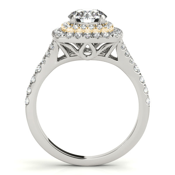 14K Yellow Gold 1 1/2 ct tw Halo Diamond Engagement Ring