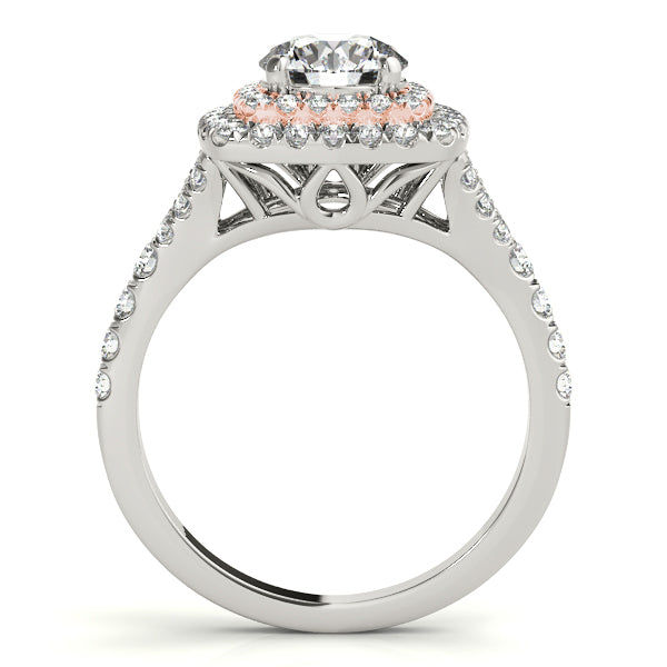 18K Rose Gold 1 1/2 ct tw Halo Diamond Engagement Ring