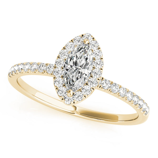 14K Yellow Gold Marquise Diamond Halo Ring