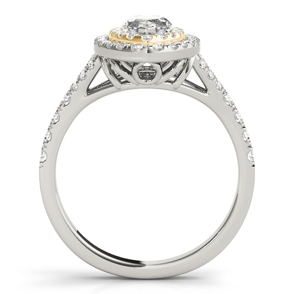 14K Yellow Gold Marquise Diamond Halo Ring