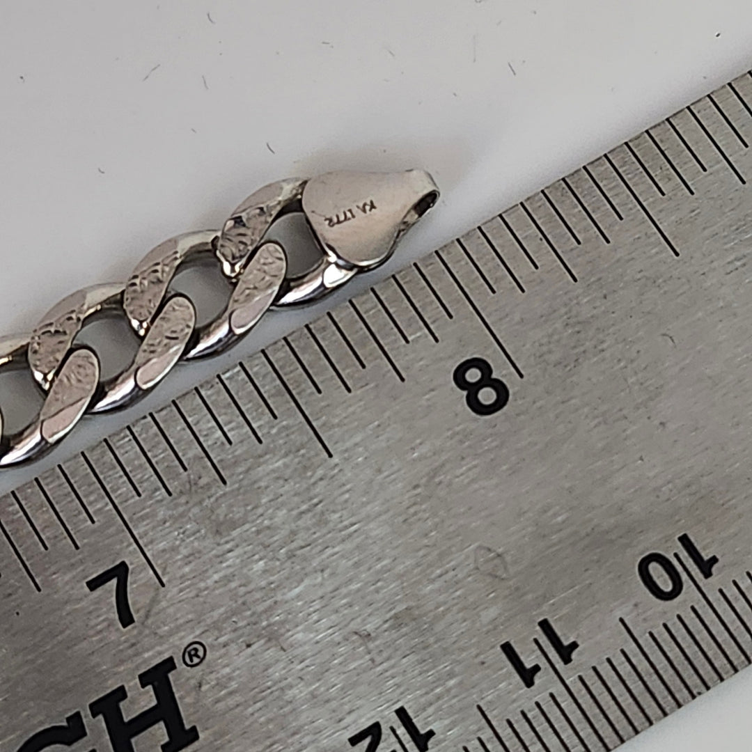 Solid 925 Sterling Silver Curb Chain Link Bracelet Italy - 8 Inches, 21.8g